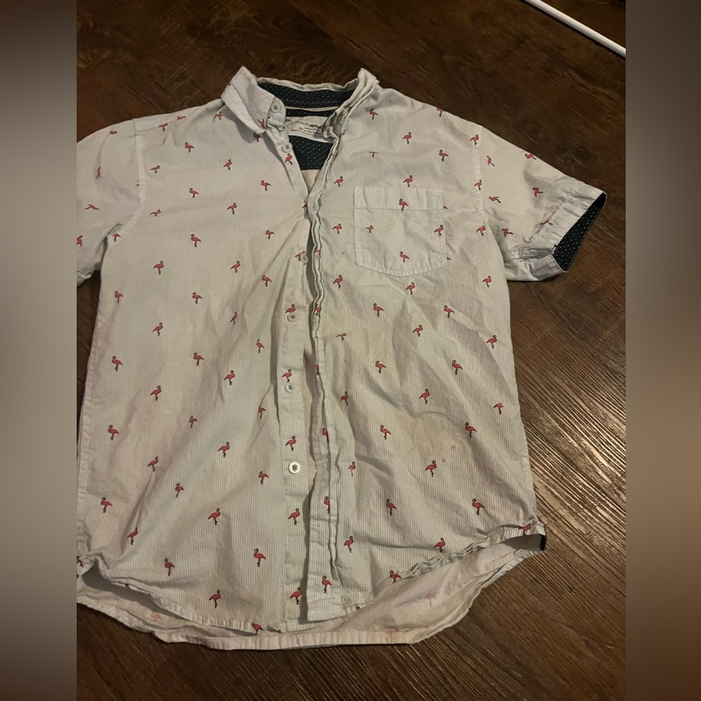 Small Button Up shirt with flamingos